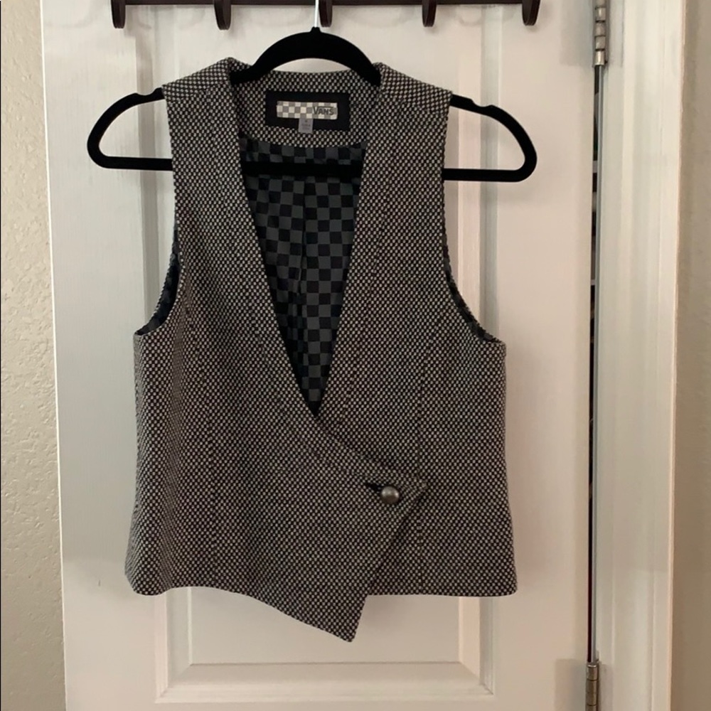 Asymmetrical tweed vest